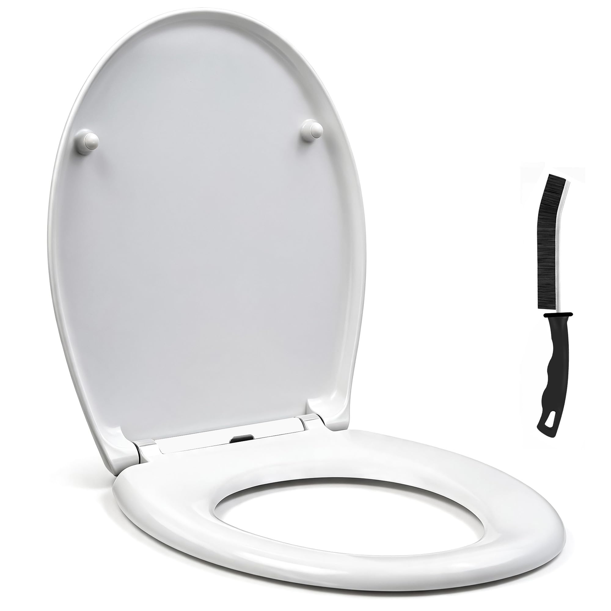 Crystals Luxury Soft Close Toilet Seat White – Heavy Duty Anti Slam WC Seat with Quick Release Hinges, Universal Oval Bathroom Toilet Seat, Easy Fit, Easy Clean