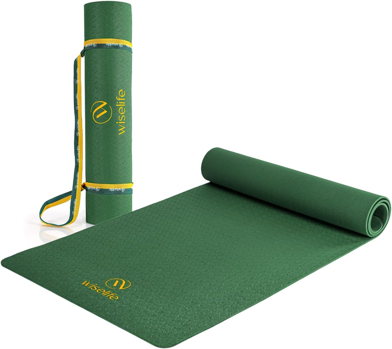 - WiseLife Classic ECO TPE 6 MM Yoga Mat with Yoga Strap for Men & Women | Extra Thick, Long & Wide Non-Slip, Anti-Tear Exercise Mat for Home, Gym, Workout, Fitness, Yoga & Pilates (Green)