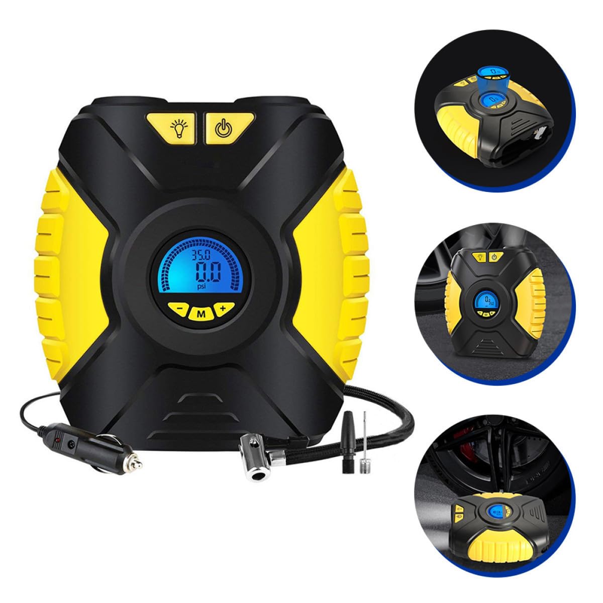 TEHAUX Compresor Portátil para Neumáticos de Coche Pantalla Digital Inteligente, Bomba de Aire de 25l, Material Plástico y Cobre, Adecuado para Viajes y Emergencias