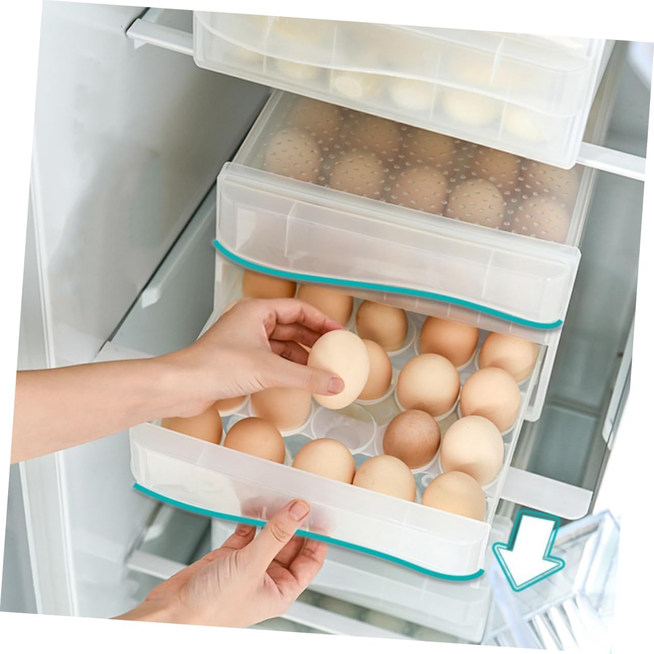 1pc Refrigerator Egg Container Storage Tray for up to Eggs Plastic Holder for Organization for Home and Kitchen Use