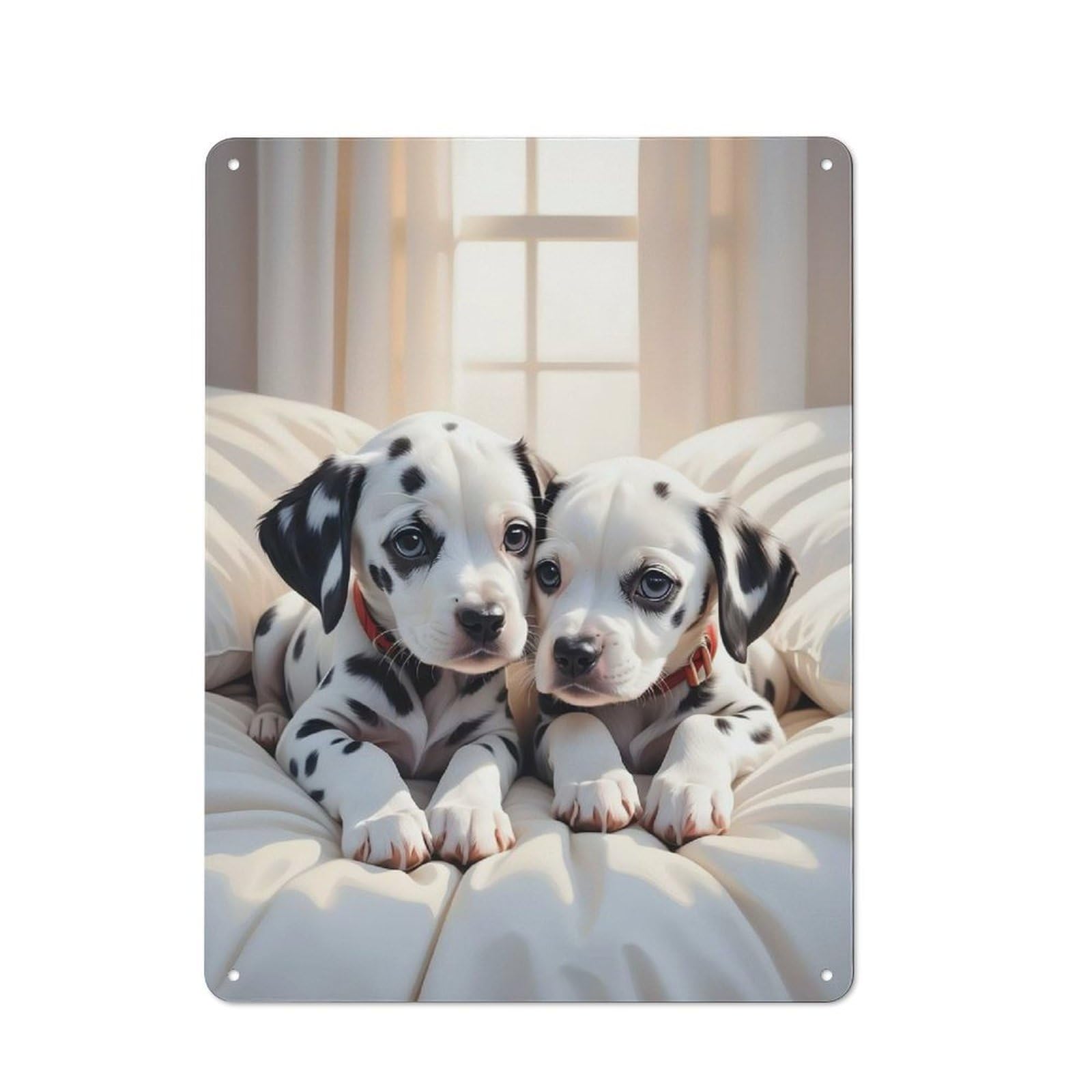 Junmoney Dalmatian Puppies Metal Sign 40X30cm With For Workshop Wall, Vintage Decor, A Decorative Christmas Gift For Metal Sign Collectors