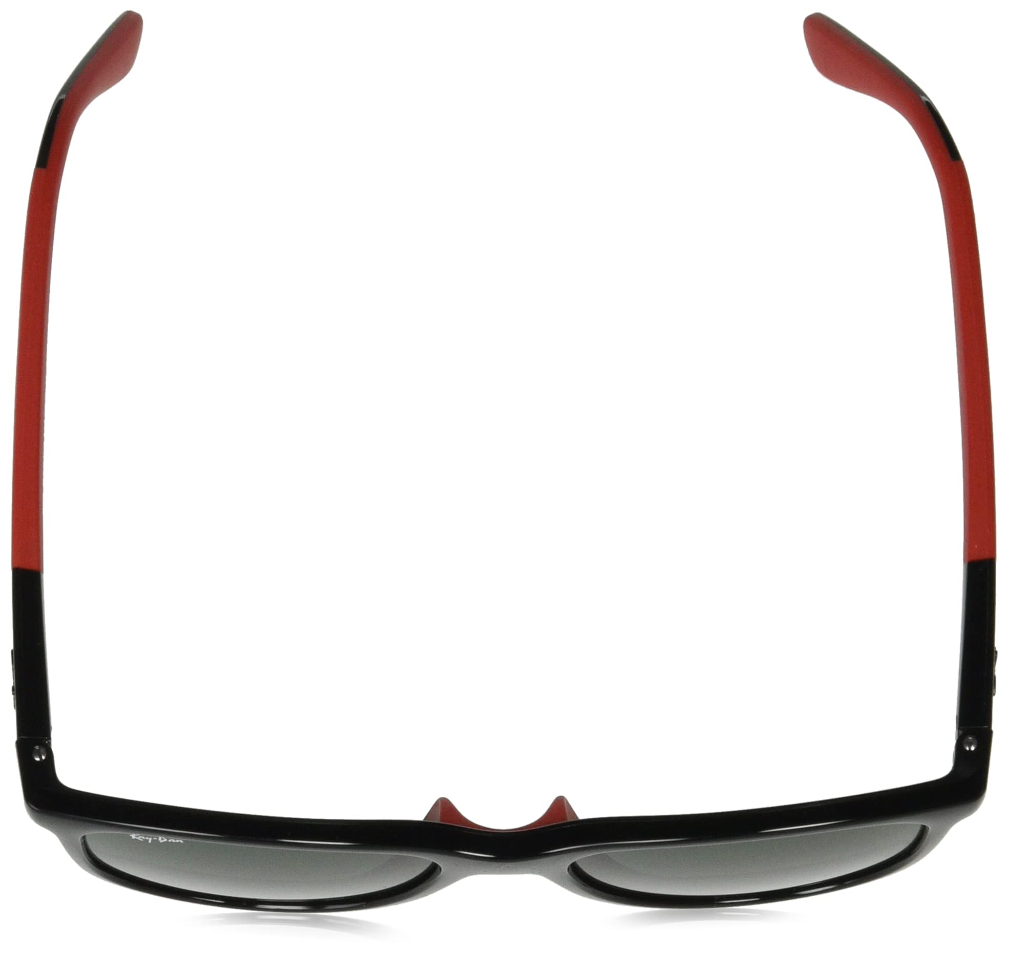 Ray-Ban Dziecięce okulary przeciwsłoneczne RJ9077SF Low Bridge Fit Square, Czarny na gumie czerwony/ciemnozielony, 49 mm