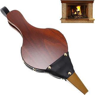 Powstro Fireplace Bellows Blower Leather Manual Fire Tool for Wood and Coal Indoor Fireplace Outdoor Campfire Manual Bellows Pump for Barbecue Campfire 30.5 * 12.5cm Brown