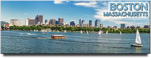 Boston - Imán panorámico para nevera, recuerdo de viaje de Massachusetts