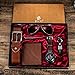 6pcs Men's Gift Set with Box Brown Leather Belt Wallet Watch Glasses Keychain Ballpoint Pen Gifts for Men, Valentines Day Gifts for Him