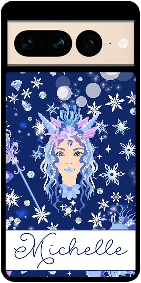 Sea Goddess Mermaid Princess Scepter Personalized Black Rubber Phone Case Compatible With Google Pixel 10, 10 Pro, 10 Pro XL, 9a, 9 Pro, Pixel 9, Pixel 9 Pro XL, 8a, 8 Pro, 8, 7, 6, 6a, 6 Pro, 5, 4