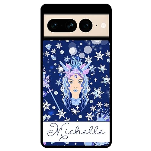 Sea Goddess Mermaid Princess Scepter Personalized Black Rubber Phone Case Compatible With Google Pixel 7 Pixel 7 Pro Pixel 6a Pixel 6 Pro 6 5 4a 5G