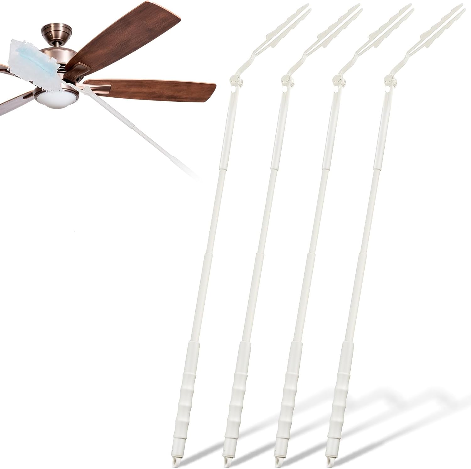 4 Pcs 3 ft Replacement Handles Compatible with Swiffer Duster Refill Adjustable Length Handles Duster Refill Extended Handle Removal Duty (White) White 4