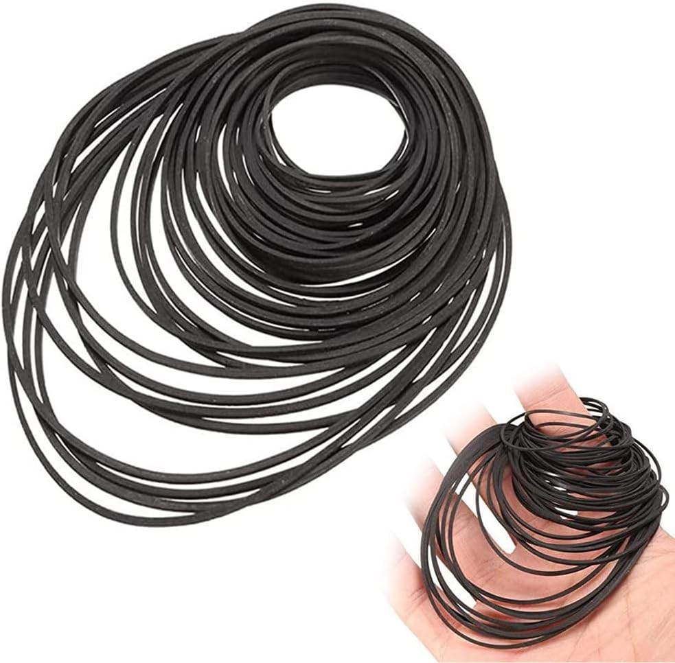 100 PCS Mixed Square Cassette Tape Belt Machine Recorder Rubber Belt Mix Turntable Drive Belt Replacement Assorted Common Belt for Recorders Video Machines Walkman DVD Drive, 40mm-135mm