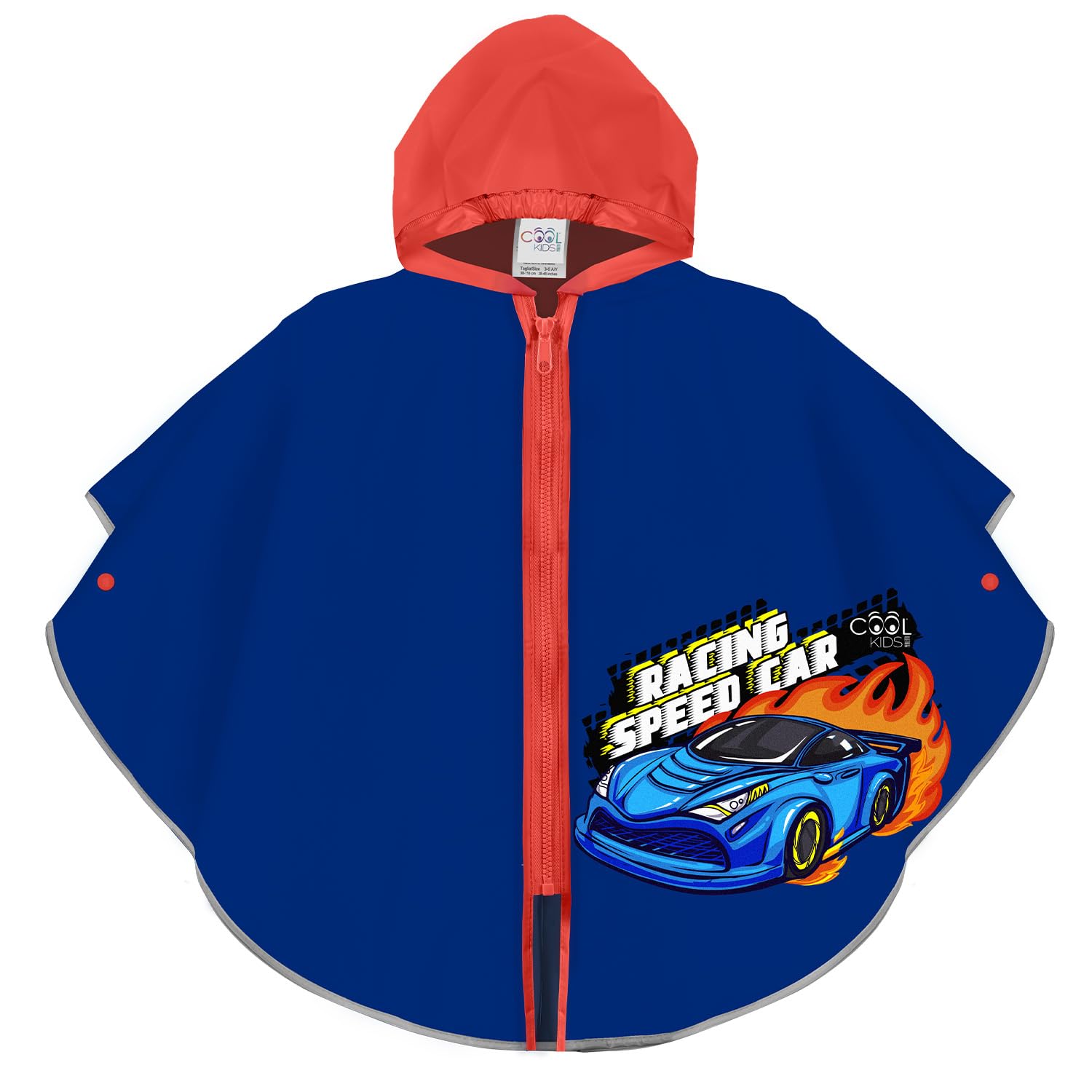 PERLETTI Regenponcho Kinder 3 4 5 6 Jahre mit Wasserdichtem Reißverschluss - Reflektierende Regen Poncho Mantel Cape Kindergarten Kleinkind Jüngen