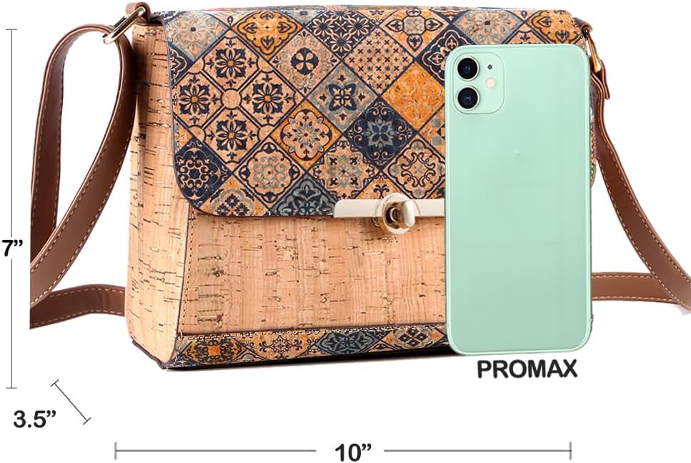 Natural cork zipper Secret key Double latch adjustable shoulder bag purse tote crossbody - Image 6