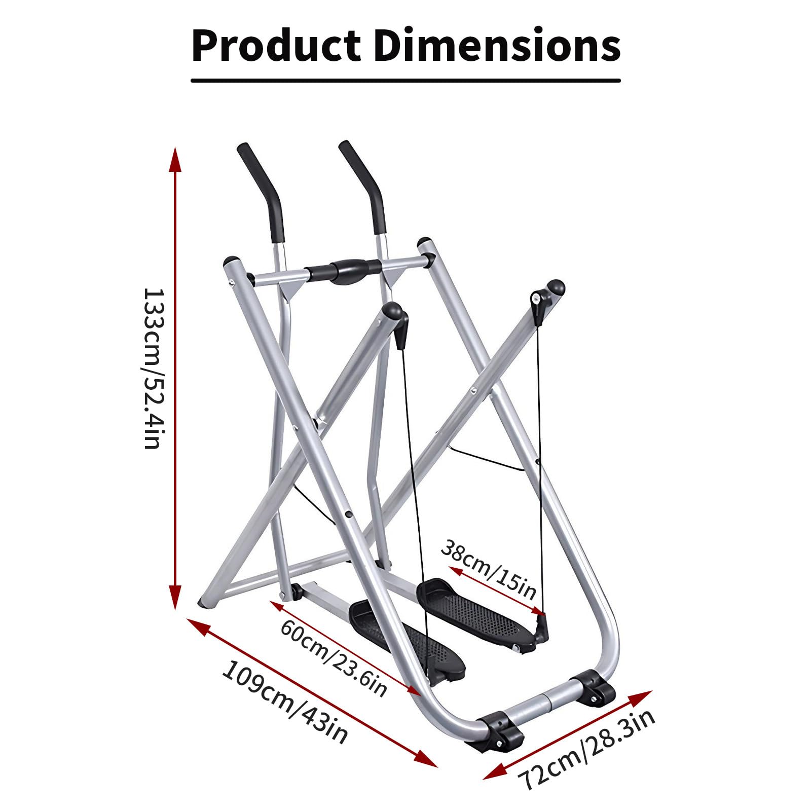 Air Walker Fitnessgerät, Cardio-Crosstrainer Für Das Heimtraining Zusammenklappbarer Ellipsentrainer Für Kleine Räume, Bis 120 Kg Belastbar, Für Zuhause, Fitnessstudio Und Büro