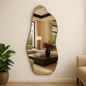 Espelho Lopazzi Orgânico Magnus 90x40cm Polido com Suporte Design Moderno e Decorativo para Sala, Quarto e Lavabo