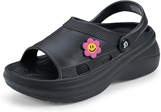 DOCTOR EXTRA SOFT Women's Classic Smiley Charm Clogs/Sandals with Adjustable Back Strap for Adult| Comfortable & LightWeig...