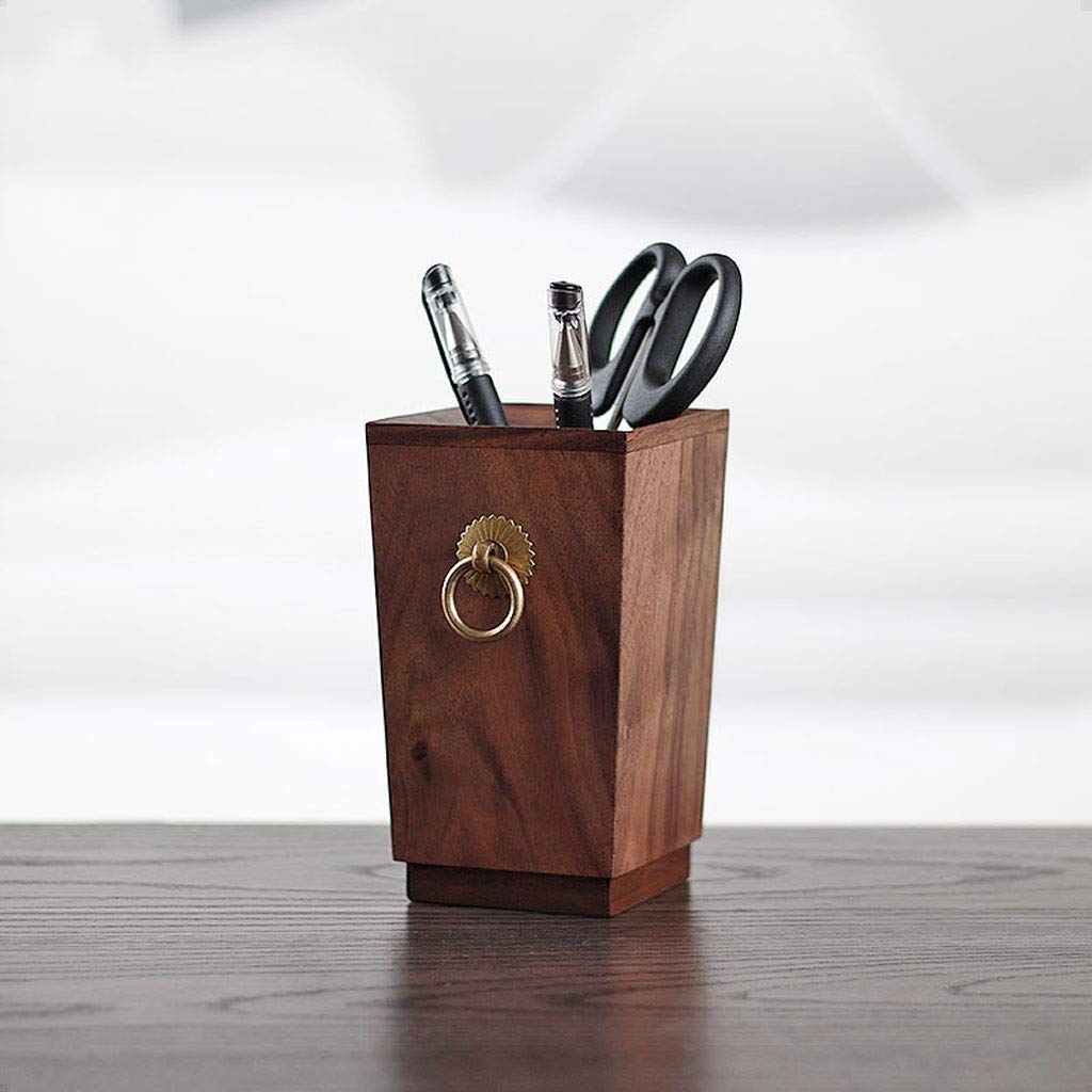 Portapenne Multifunzionale in Legno retrò Grande Inserimento Penna Ufficio Forniture di cancelleria semplici Secchio portaoggetti da Tavolo
