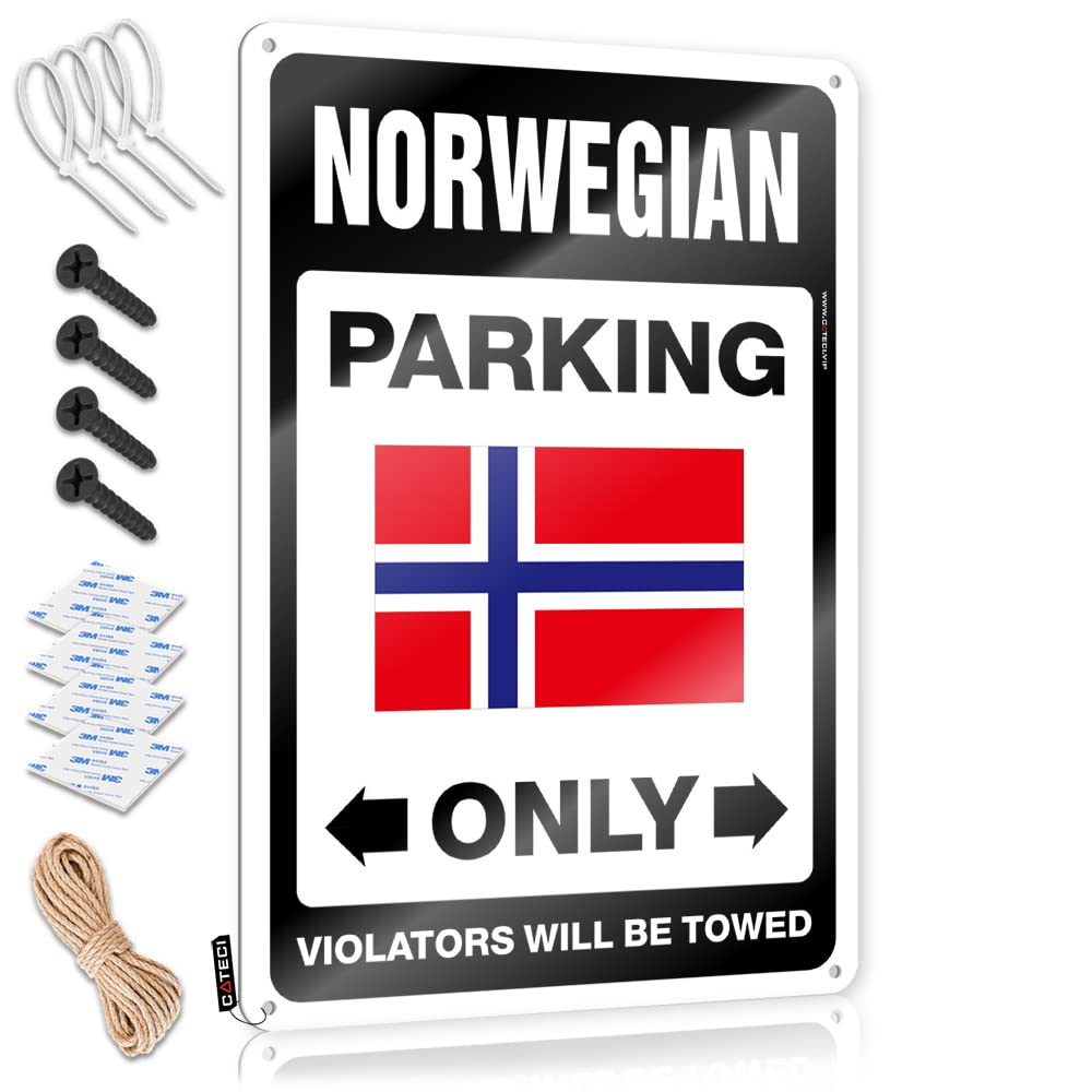 Fzfn Men's Colour Indie Wall Signs, Front Entrance Decor Nice Norwegian Parking Only | Farmhouse Cave Decor(30X40cm)