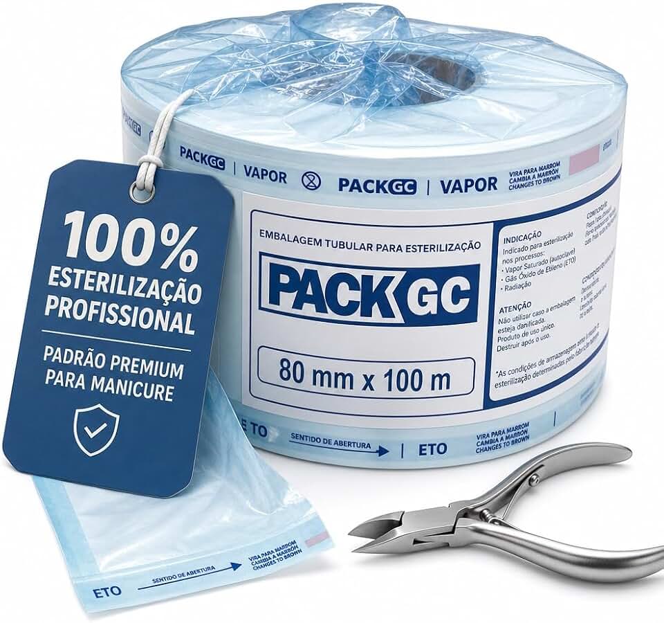 Rolo Papel Grau Cirúrgico 8cm x 100m Esterilização Autoclave Manicure