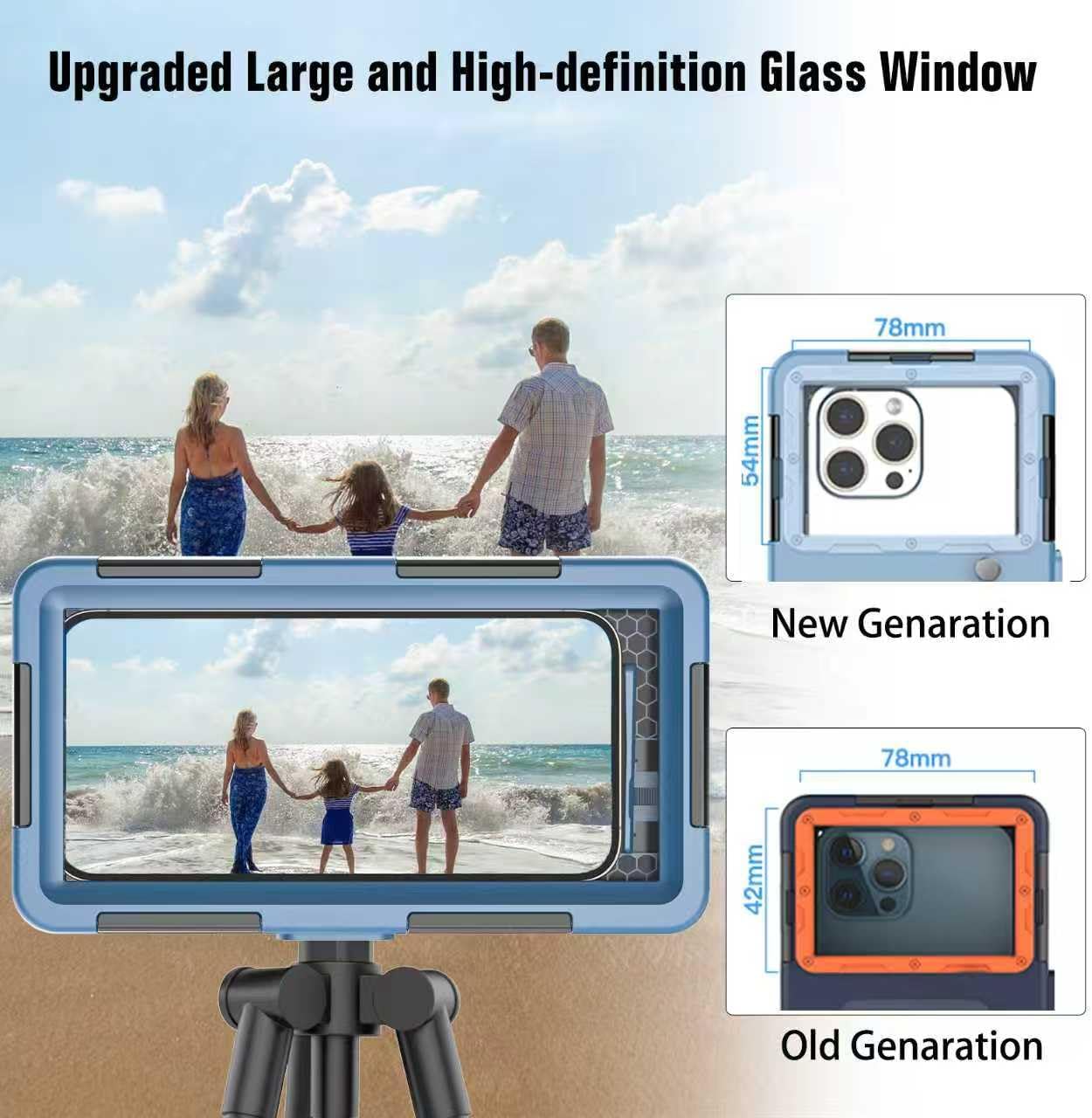 Underwater Diving Snorkeling Phone Case [for iPhone 17/16/15/14/13/12/11 Pro Max/XS/X] [for Samsung Galaxy S25/S24/S23], 50ft/15m Professional Scuba Waterproof Photo Video Housing Cover Blue