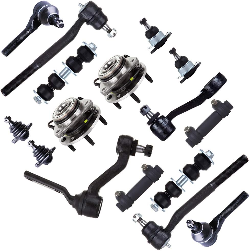 SCITOO 16pcs Suspension Kit 4 Front Upper Lower Ball Joint 2 Sway Bar 2 Idler Pitman Arm 4 Tie Rods 2 Adjusting Sleeve 2 Wheel Hub for Chevrolet for GMC Series for Isuzu Hombre for Oldsmobile Bravada