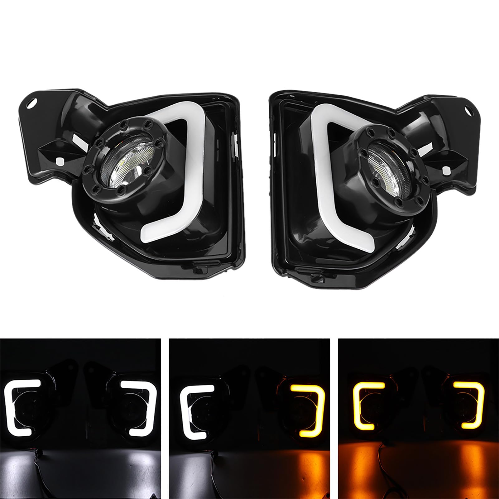 Tbest Światła do Jazdy Dziennej LED DRL Lampy Przeciwmgielne Lampy Kierunkowskazów Biały i żółty pierścień 12 V 6000 K 6500 K Wodoodporne Odprowadzanie Ciepła z dużą luminancją