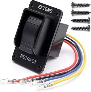 Upgraded 387874 RV Power Stabilizer Switch Electric Jack Switch with Harness Compatible with Lippert Trailer Components 12V Extend Retract for RV Stabilizer Jacks IP66, Polarity Reversing Switch