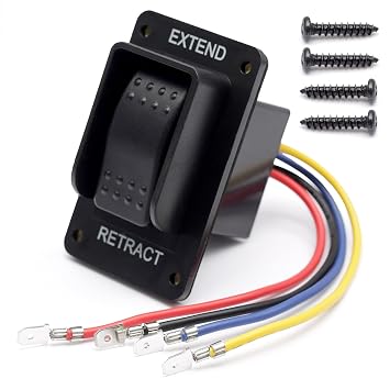 Upgraded 387874 RV Power Stabilizer Switch Electric Jack Switch with Harness Compatible with Lippert Trailer Components 12V Extend Retract for RV Stabilizer Jacks IP66, Polarity Reversing Switch