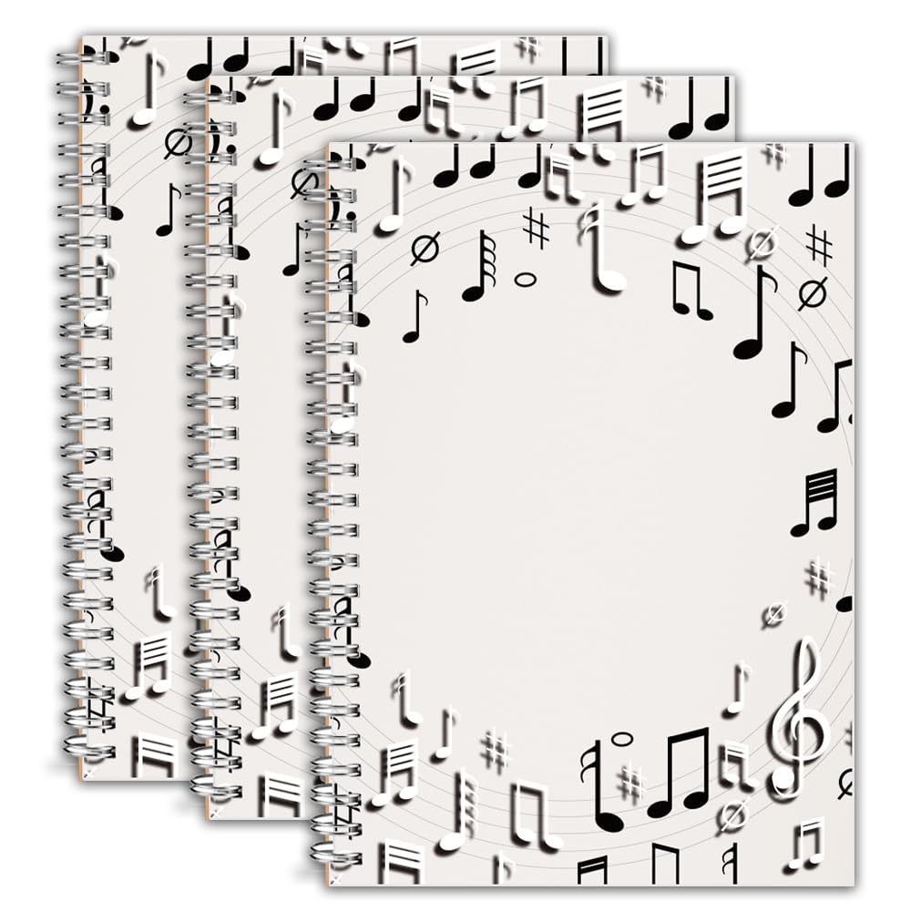 Lyuzecheean Paquete de 3 cuadernos de partituras en blanco, cuaderno de papel para personal de composición, cuaderno de papel manuscrito, 10 pentagramas, cuaderno de música artística negro, total de