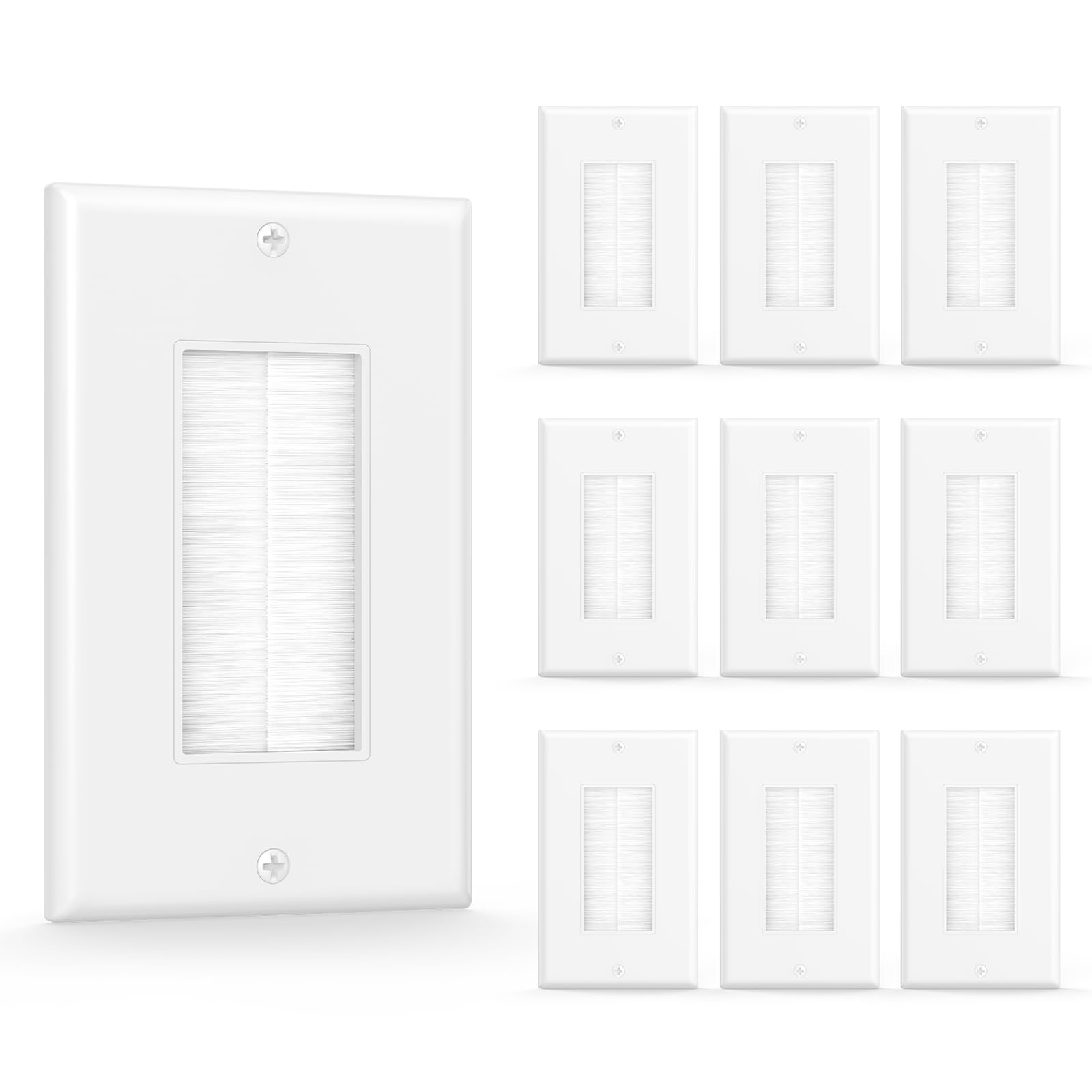 Placas de pared con cepillo para gestión de cableado interior y pasacables de empotrar
