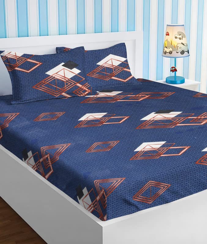 BSB HOME Glace Cotton Double Bedsheets with 2 Pillow Covers | Double Bed Breathable | Wrinklefree | Ultrasoft 180 TC Supersoft | 90x90 Inches, 7x7.5ft (Dark Blue & White) - Prime Collections (B0C6QMF9R8) Amazon Price History, Amazon Price Tracker