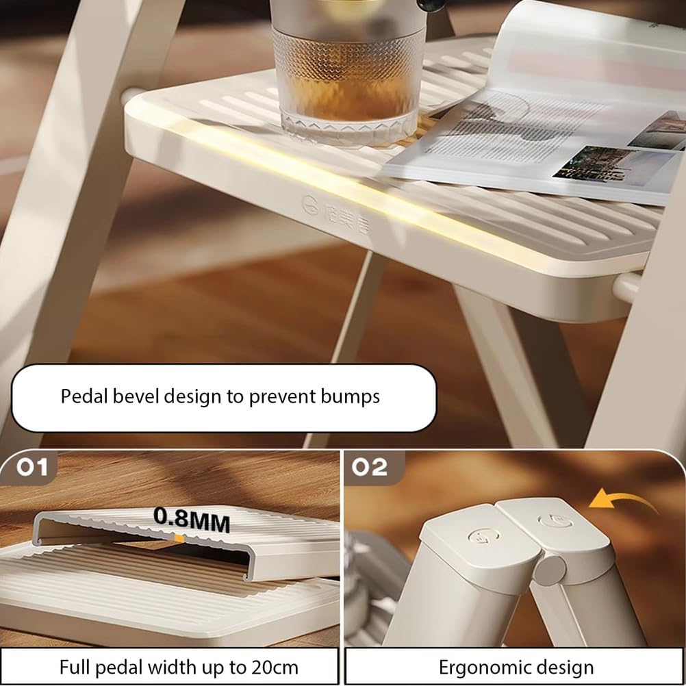 3 Step Ladder, Folding Step Stool with Wide Anti-Slip Pedals, Load Steps Stools for Adults, Portable Sturdy Steel Ladder for Home, Kitchen, Office