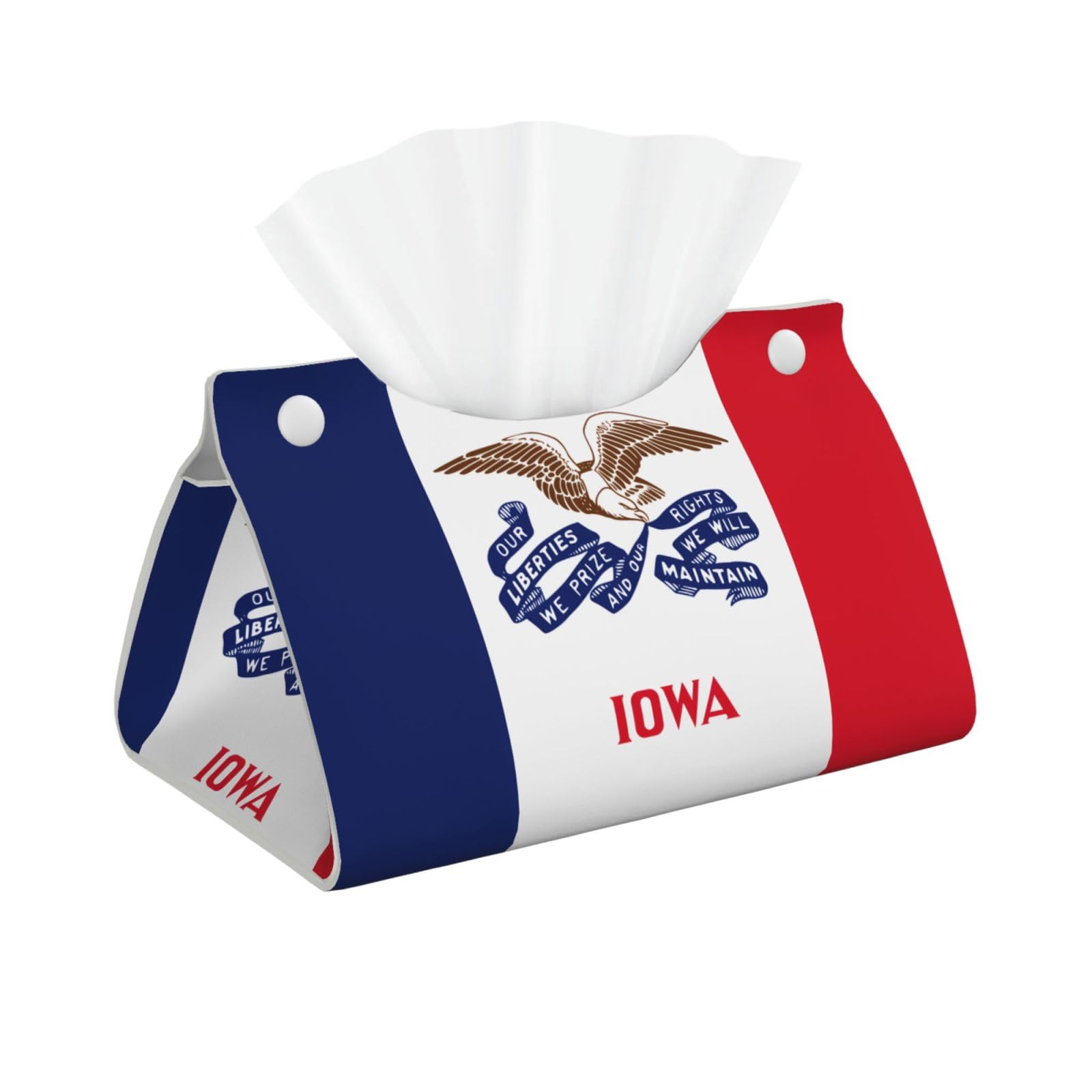 Iowa state flag Rectangular Leather Tissue Box Cover, Folding Facial Tissue Holder Dispenser for Car