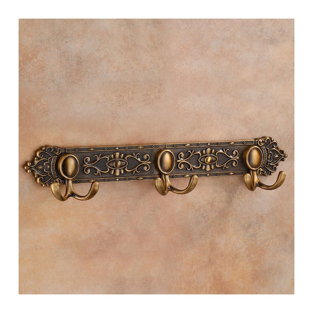 LMYSXAOZ Vintage Metal Coat Rack Wall Mount, Aluminum Thickened Hooks Hanging Rail Antique Clothes Towel Racks for Bathroom Entryway Bedroom Behind The Door 3hook