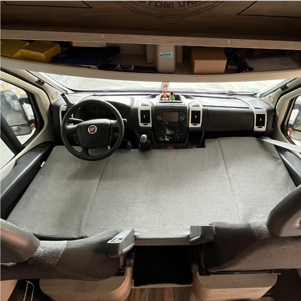 kfoam.es - Letto anteriore + lenzuolo per camper per Fiat Ducato, Jumper, Boxer (2002-2025) colore grigio, letto extra, camper