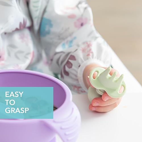 Vista 202 de Bumkins Juego de utensilios para bebé, cucharas de silicona para sumergir, autoalimentación, destete LED para bebés, aprendizaje de entrenador, A1