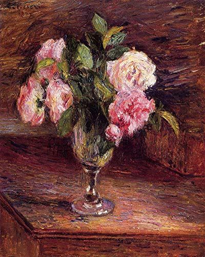5 roses d'art mural Camille Pissarro, peintures à l'huile d'exception