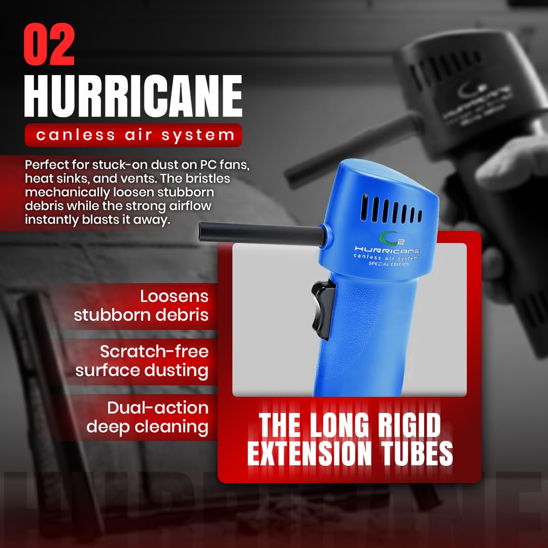 La mejor alternativa de aire comprimido enlatado: edición especial de aire sin lata O2 Hurricane de 220 MPH