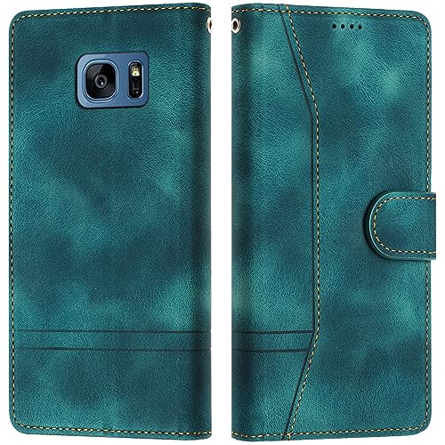 Grandoin Funda para Samsung Galaxy S7 Edge, Funda Samsung S7 Edge, Funda Tapa Libro Movil Carcasa de Cuero PU Cierre Magnético Flip Case Cover Billetera con Ranuras para Tarjetas (Verde)