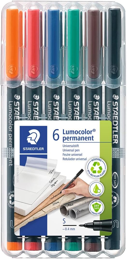 313 WP6 Lumocolor Universal Permanent Superfine Pens - Assorted Colours