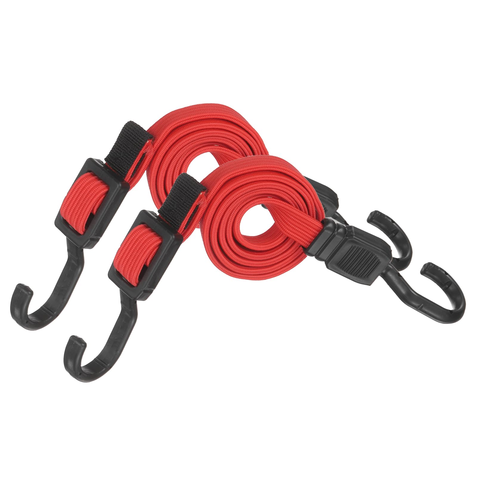 PATIKIL 100cm Adjustable Bungee Cords with Hook, 2Pcs Heavy Duty Outdoor Elastic Bungee Strap for Securing Luggage Moving Cargo, Red