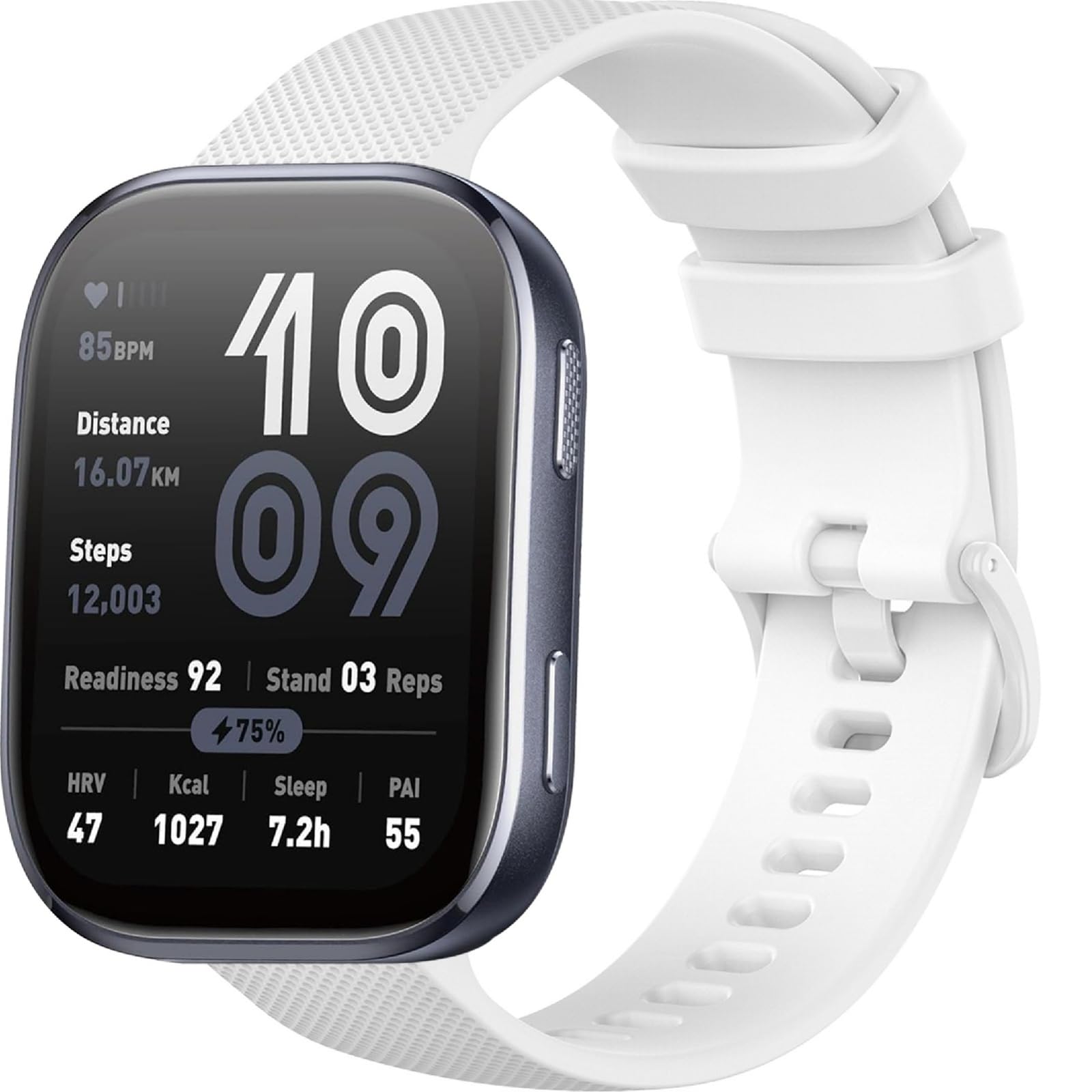 Bracelet en Silicone GIOPUEY pour Amazfit Bip 6 - Blanc, Résistant et Respirant