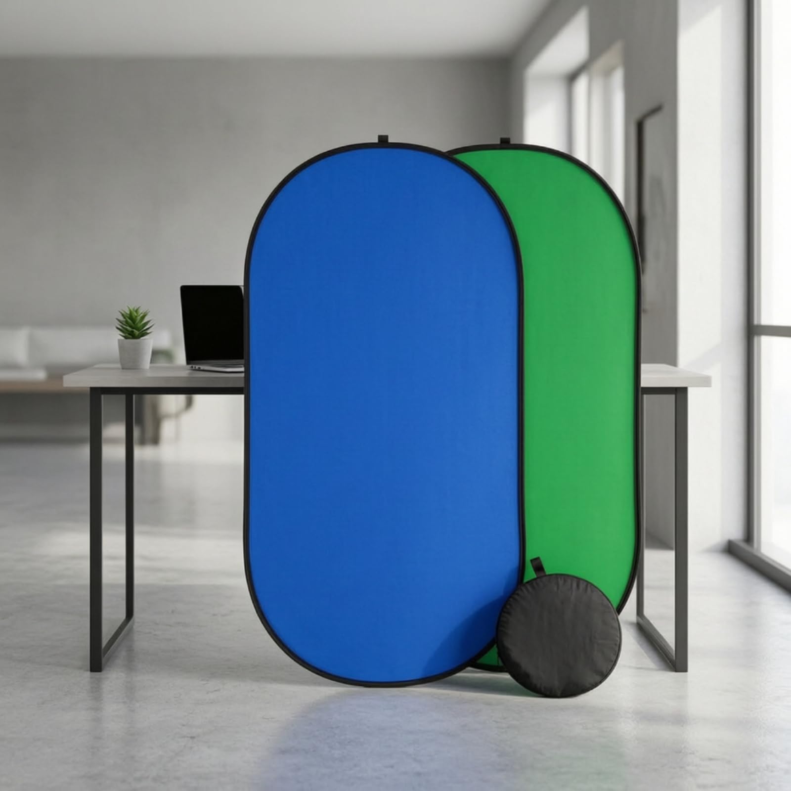 Pannello Sfondo Pieghevole Portatile Sfondo Pieghevole Chromakey Fotografico Bicolore per Riprese Video, Casa, 150 200cm, Pannello Di Sfondo Blu E Verde Due In Uno