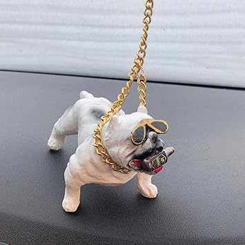 Pinzu Pitbull Bully Alcoholic Dog Holding Beer Bottle with Chain Car Dashboard Show (White) Zupild215