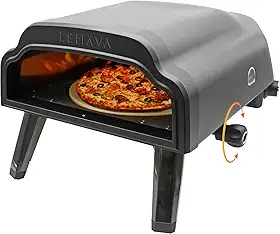 Flame King LEHAVA Bancada portátil de forno de pizza ao ar livre de 35,5 cm com bolsa, pedra antiaderente giratória de 360 graus, ignição automática Piezo para acampamento, quintal e uso externo,