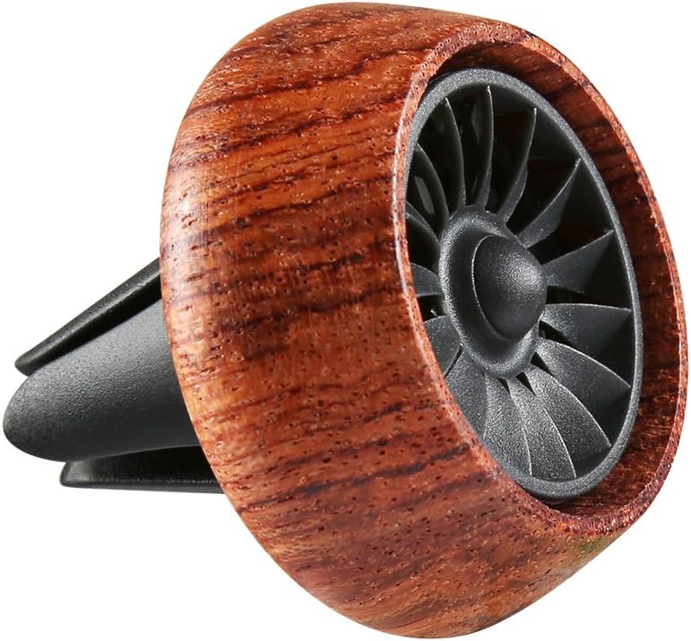 Skyocean Wood Car Fragrance Diffuser Vent Clip Air Freshener Essential Oil Prume Aromatherapy Air Purifier with Aroma pieces replacement (Rosewood)