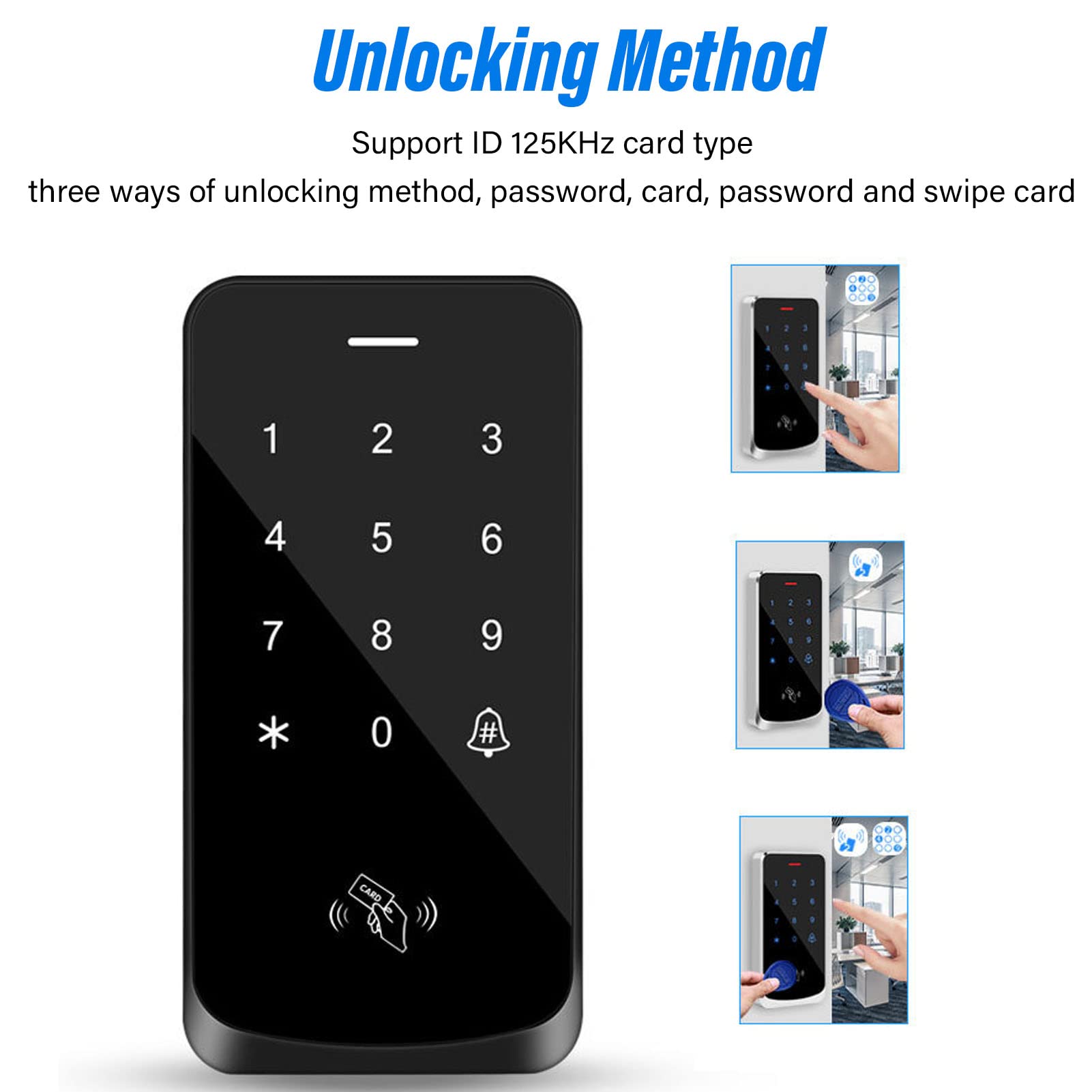 Digital Card Reader Keypad, Blue Backlight Access Control Keypad Large Storage Capacity for Business