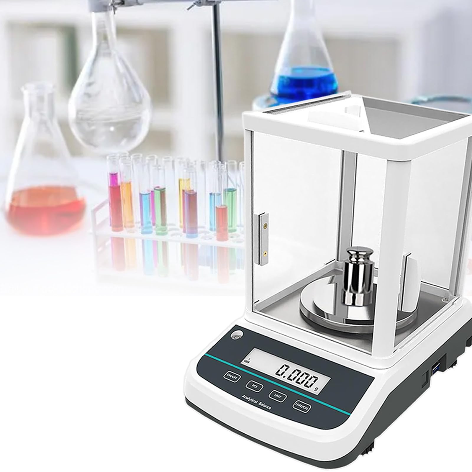 Balanza de Laboratorio de precisión, balanza analítica de 0,001 g, Pantalla Doble Frontal y Trasera, Compatible con Ordenador, 2 Unidades (300 g)