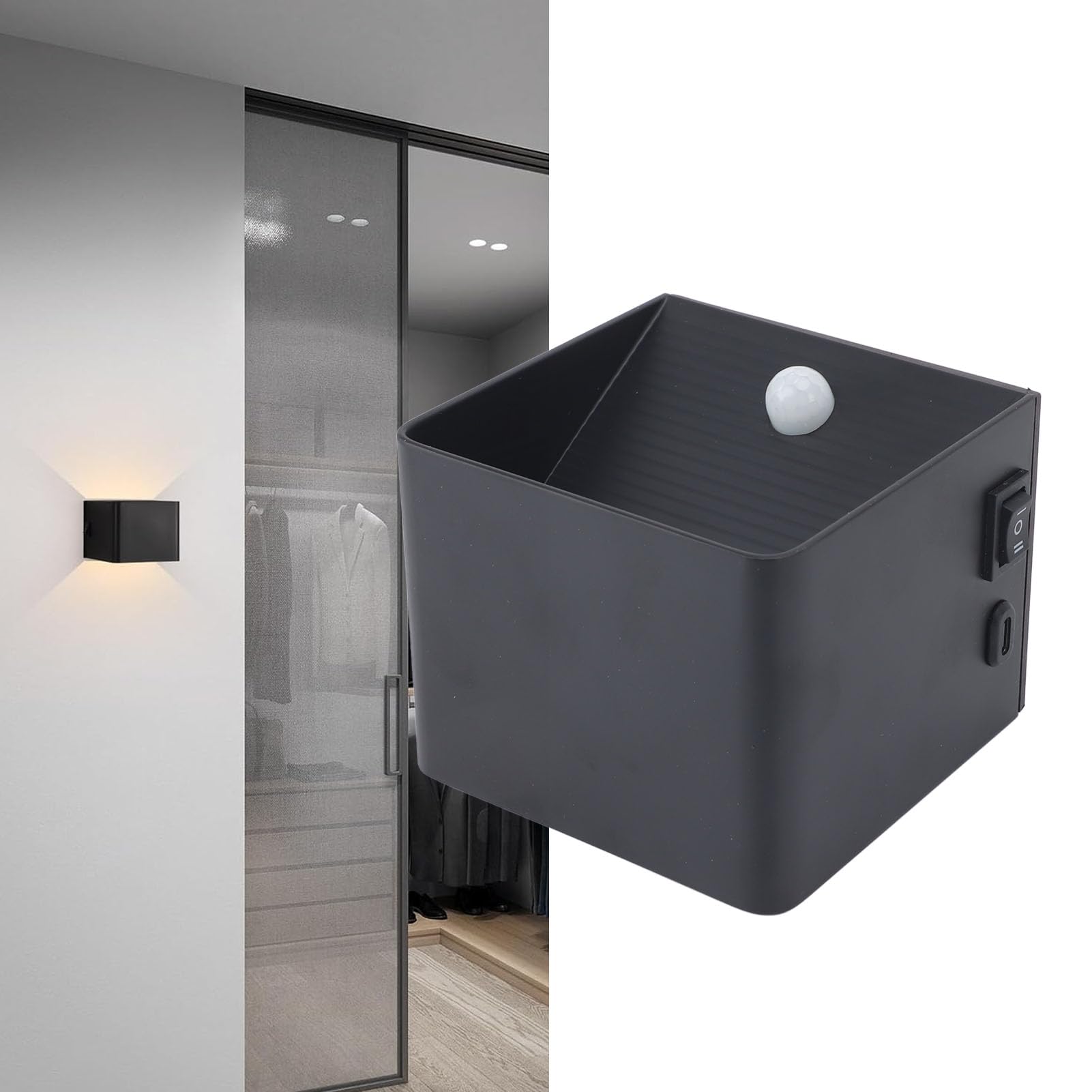Luce Notturna con Sensore di Movimento, Rilevamento del Movimento su e giù 3 modalità Luminosità Regolabile Lampada da Parete Magnetica con Luce Notturna con Base Magnetica USB per Camera da