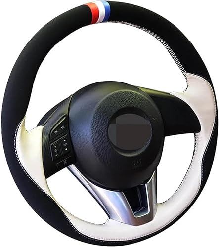 KaRFri Funda de cuero de gamuza para volante de automóvil, apta para Mazda Atenza 2014 CX-5 CX5 Mazda 3 CX-3 2016