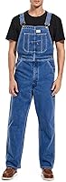 HISEA Men's Heavy Duty Denim Bib Overalls - 13.5oz Cotton Workwear with Adjustable Straps & Tool Pockets