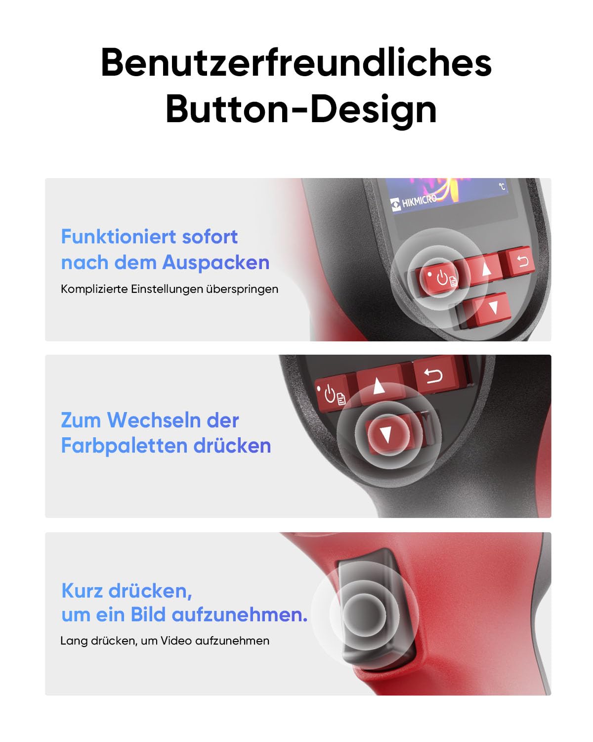 HIKMICRO D01- Wärmebildkamera 240 x 240 SuperIR | Handheld Thermal Camera, 11 Stunden Akkulaufzeit, 3350mAh, 20Hz, -20°C bis 400°C, Haus-Inspektion, Hoch-/Tief-Temperaturalarm